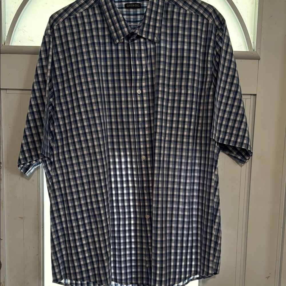 George Blue and White Casual Button Down Shirt